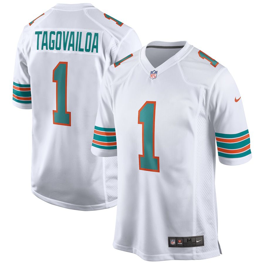 Men Miami Dolphins #1 Tua Tagovailoa Nike White 2nd Alternate Game NFL Jersey->miami dolphins->NFL Jersey